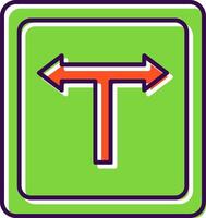 T Junction Filled  Icon vector