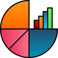 tarta gráfico línea lleno degradado icono vector