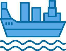 Cargo Ship Filled Blue  Icon vector