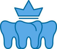 dental corona lleno azul icono vector