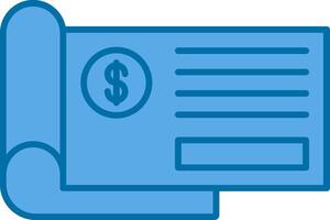 Bank Check Filled Blue  Icon vector