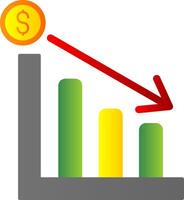 Line chart Flat Gradient  Icon vector