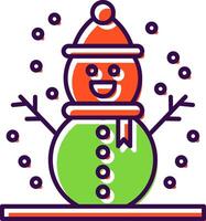 monigote de nieve lleno icono vector