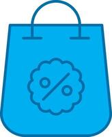 compras bolso lleno azul icono vector