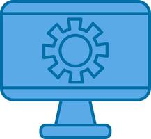 Monitor Screen Filled Blue  Icon vector