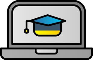 Online Learning Line Filled Gradient  Icon vector