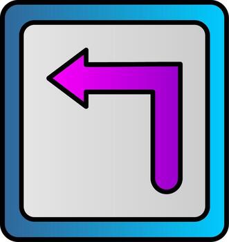 Turn Left Line Filled Gradient  Icon vector