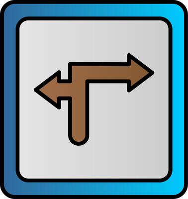 Turn Direction Line Filled Gradient  Icon
