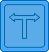 T Junction Filled Blue  Icon vector