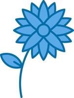 flor lleno azul icono vector