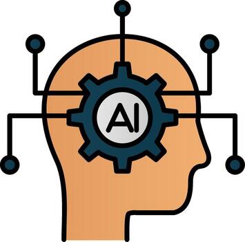 Artificial Intelligence Line Filled Gradient  Icon vector