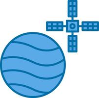 Mars With Satellite Filled Blue  Icon vector