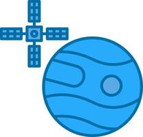 Uranus With Satellite Filled Blue  Icon vector