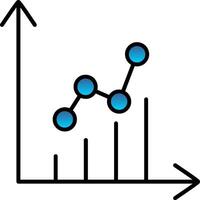 Graph Line Filled Gradient  Icon vector
