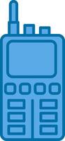 walkie película sonora lleno azul icono vector