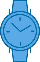 reloj de pulsera lleno azul icono vector