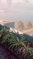 Balcony With Table and Chairs Overlooking City video