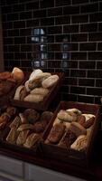 Assorted Bread and Pastries Display in Bakery video