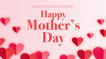 A poster for happy mothers day with hearts on the cover psd