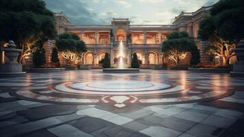 AI generated Marble Courtyard background photo