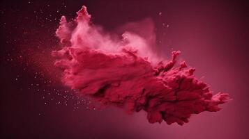 AI generated Maroon color powder splash background photo