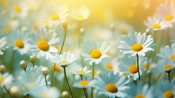 AI generated Meadow Daisies Floral background photo