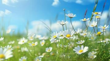 AI generated Meadow Daisies Floral background photo