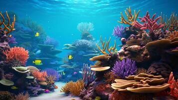 AI generated Marine Life and Coral Reefs background photo