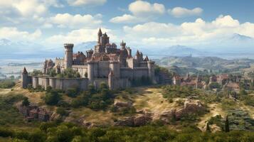 AI generated Medieval Castles and Kingdoms game background photo