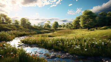 AI generated Meadow Nature background photo