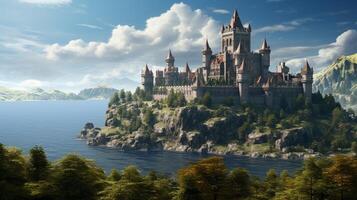 AI generated Medieval Castles and Kingdoms game background photo