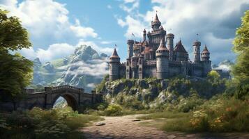 AI generated Medieval Castles and Kingdoms game background photo