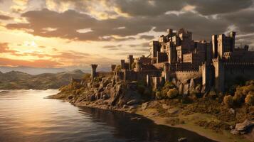 AI generated Medieval Castles and Kingdoms game background photo