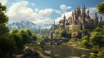 AI generated Medieval Castles and Kingdoms game background photo