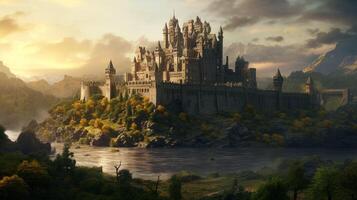 AI generated Medieval Castles and Kingdoms game background photo