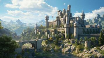 AI generated Medieval Castles and Kingdoms game background photo