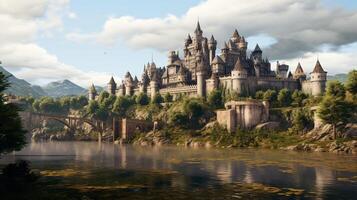 AI generated Medieval Castles and Kingdoms game background photo