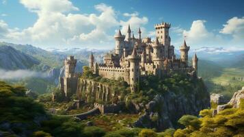 AI generated Medieval Castles and Kingdoms game background photo