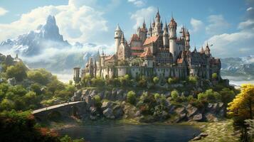 AI generated Medieval Castles and Kingdoms game background photo