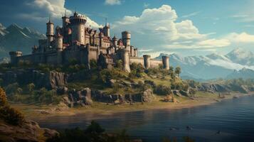 AI generated Medieval Castles and Kingdoms game background photo