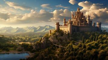 AI generated Medieval Castles and Kingdoms game background photo