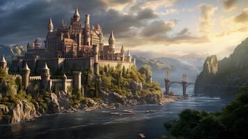 AI generated Medieval Castles and Kingdoms game background photo