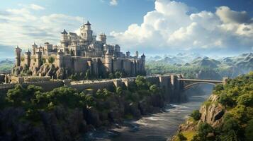 AI generated Medieval Castles and Kingdoms game background photo