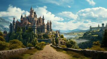 AI generated Medieval Castles and Kingdoms game background photo