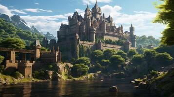 AI generated Medieval Castles and Kingdoms game background photo