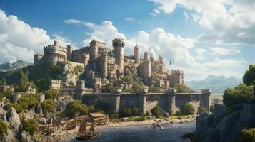 AI generated Medieval Castles and Kingdoms game background photo