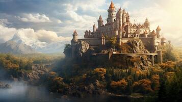 AI generated Medieval Castles and Kingdoms game background photo