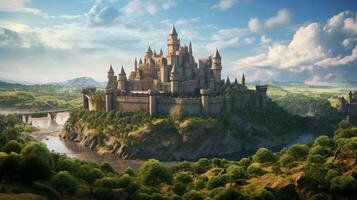 AI generated Medieval Castles and Kingdoms game background photo