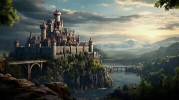 AI generated Medieval Castles and Kingdoms game background photo