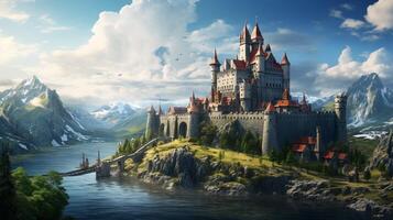 AI generated Medieval Castles and Kingdoms game background photo